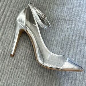 BCBG silver heels